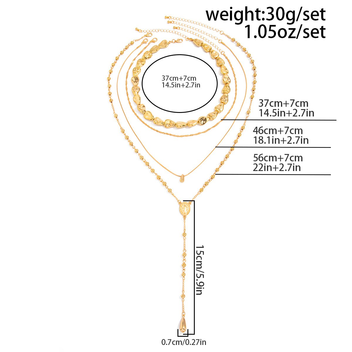 Geometric 4pcs Gold Silver Plated Waterdrop Pendant Y Necklace Set - ArtGalleryZen