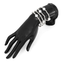 Thumbnail for Geometric 4pcs Gold Silver Tone Pearl Square Beaded Bracelet Set - ArtGalleryZen