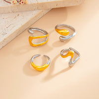 Thumbnail for Geometric 4pcs Two Tone Waterdrop Ring set - ArtGalleryZen