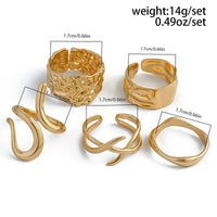 Thumbnail for Geometric 5Pcs Chunky Hammered Stackable Open Ring Set