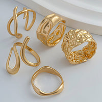 Thumbnail for Geometric 5Pcs Chunky Hammered Stackable Open Ring Set