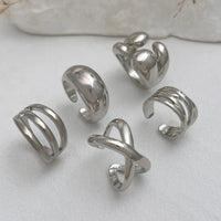 Thumbnail for Geometric 5pcs Cross Hollow Open Ring Set - ArtGalleryZen