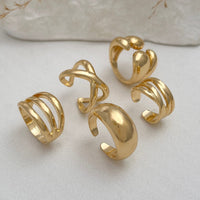 Thumbnail for Geometric 5pcs Cross Hollow Open Ring Set - ArtGalleryZen