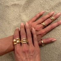 Thumbnail for Geometric 5pcs Cross Hollow Open Ring Set - ArtGalleryZen