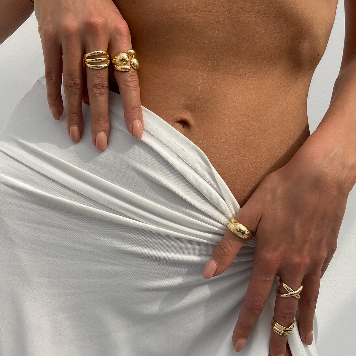 Geometric 5pcs Cross Hollow Open Ring Set - ArtGalleryZen