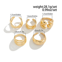 Thumbnail for Geometric 5pcs Cross Hollow Open Ring Set