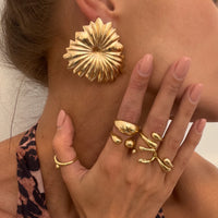 Thumbnail for Geometric 5pcs Cross Hollow Open Ring Set
