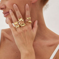 Thumbnail for Geometric 5pcs Heart Waterdrop Open Ring Set - ArtGalleryZen