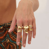 Thumbnail for Geometric 5pcs Heart Waterdrop Open Ring Set - ArtGalleryZen