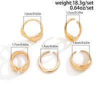 Thumbnail for Geometric 5pcs Hollow Curved Pattern Stackable Ring Set