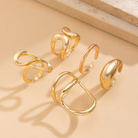 Thumbnail for Geometric 5pcs Hollow Curved Pattern Stackable Ring Set