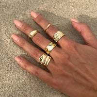 Thumbnail for Geometric 6pcs Gold Silver Plated Textured Open Ring Set - ArtGalleryZen