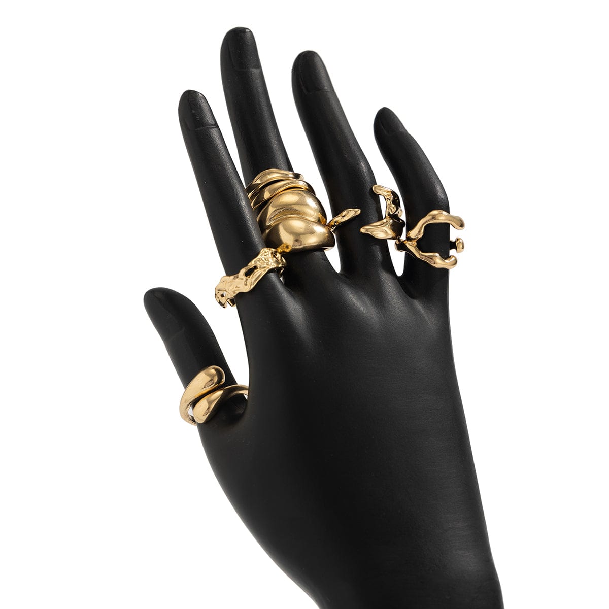 Geometric 6pcs Irregular Curved Waterdrop Open Ring Set - ArtGalleryZen