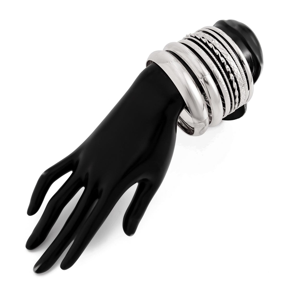 Geometric 8 Pieces Gold Silver Tone Bangle Bracelet Set - ArtGalleryZen