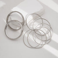 Thumbnail for Geometric 8 Pieces Gold Silver Tone Bangle Bracelet Set - ArtGalleryZen