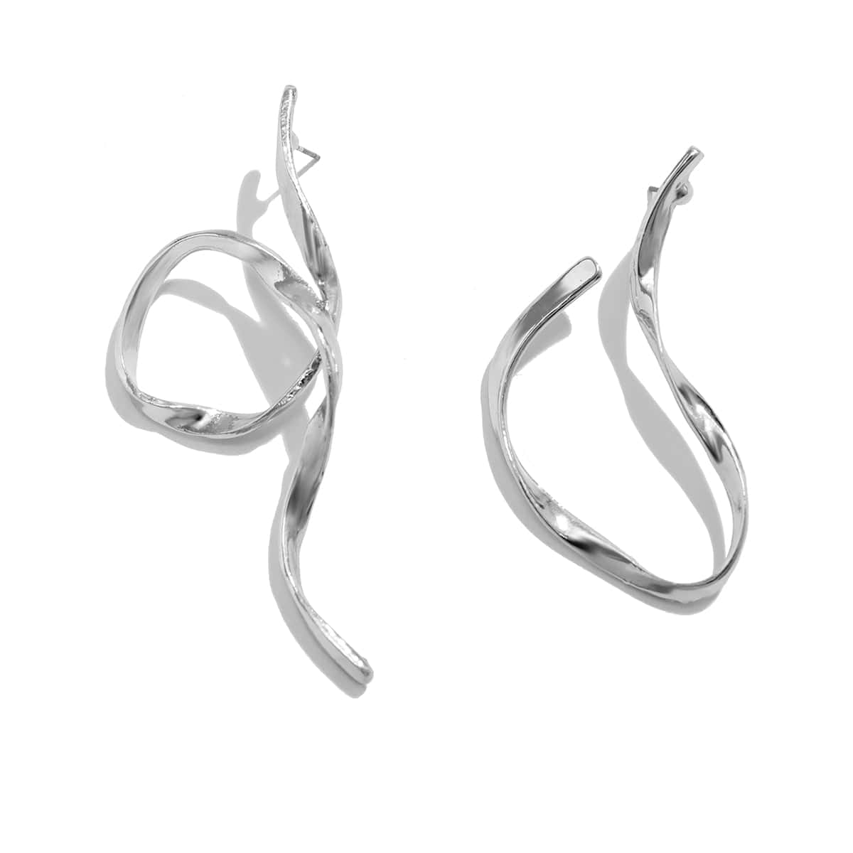 Geometric Abstact Asymmetrical Ribbon Earrings