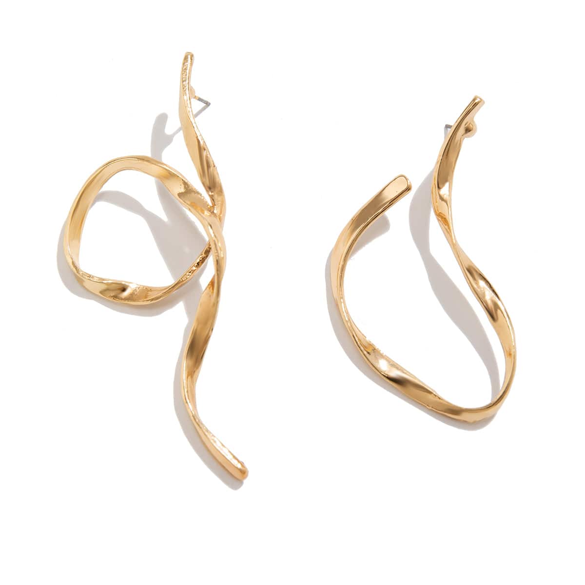 Geometric Abstact Asymmetrical Ribbon Earrings