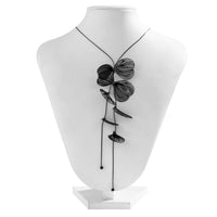 Thumbnail for Geometric Abstract Black Leaf Pendant Y Necklace - ArtGalleryZen