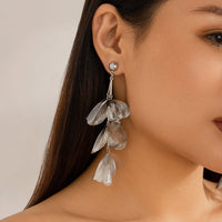 Thumbnail for Geometric Abstract Chunky Dangling Floral Pearl Earrings - ArtGalleryZen