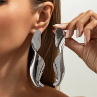 Thumbnail for Geometric Abstract Curved Ribbon Earrings - ArtGalleryZen