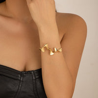 Thumbnail for Geometric Abstract Curved Ribbon Open Cuff Bracelet