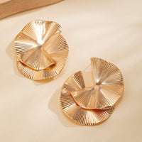 Thumbnail for Geometric Double Layer Fan Shaped Earrings - ArtGalleryZen