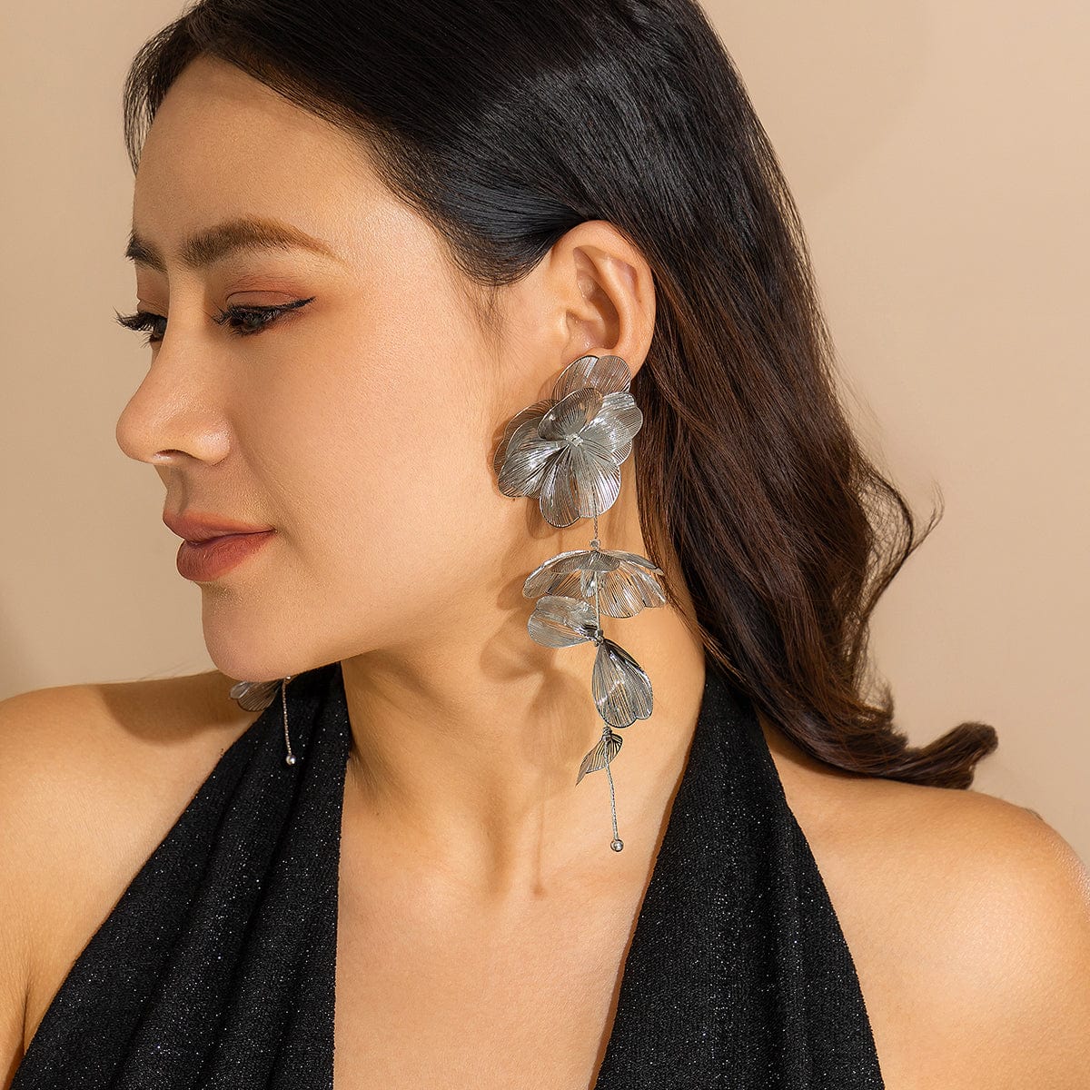 Geometric Chunky Abstract Floral Tassel Earrings