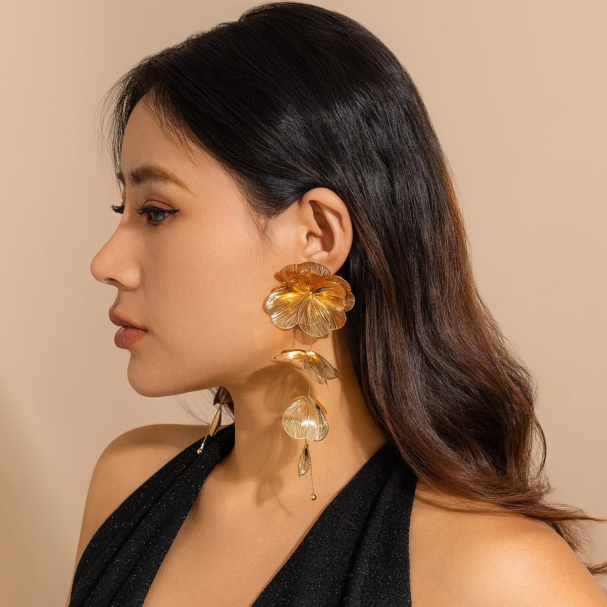 Geometric Chunky Abstract Floral Tassel Earrings