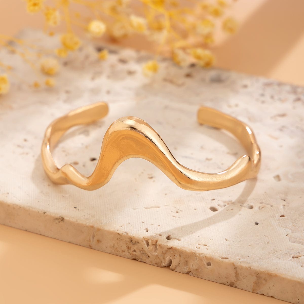 Geometric Abstract Flow Water Open Cuff Bracelet - ArtGalleryZen