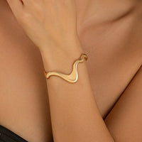 Thumbnail for Geometric Abstract Flow Water Open Cuff Bracelet - ArtGalleryZen