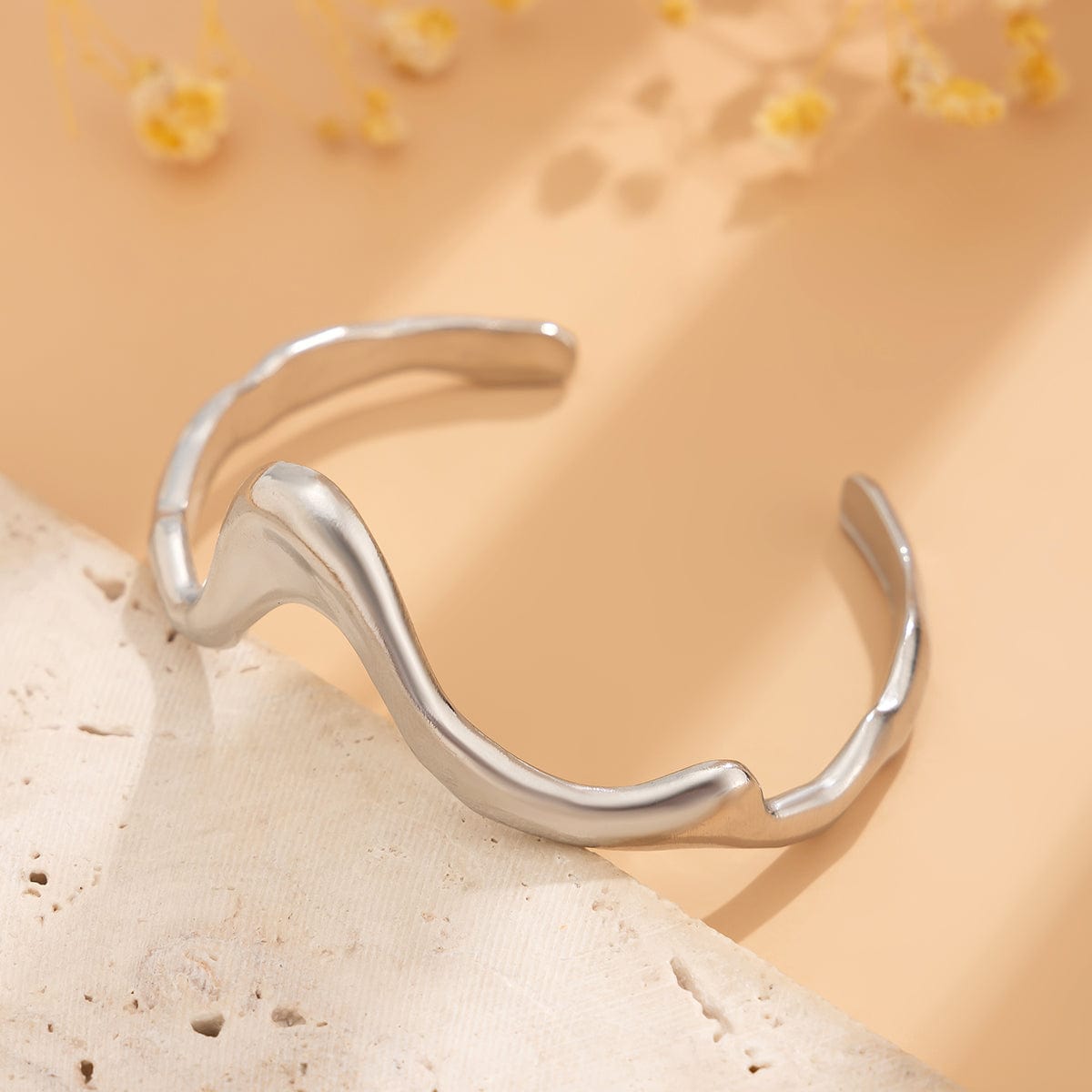 Geometric Abstract Flow Water Open Cuff Bracelet