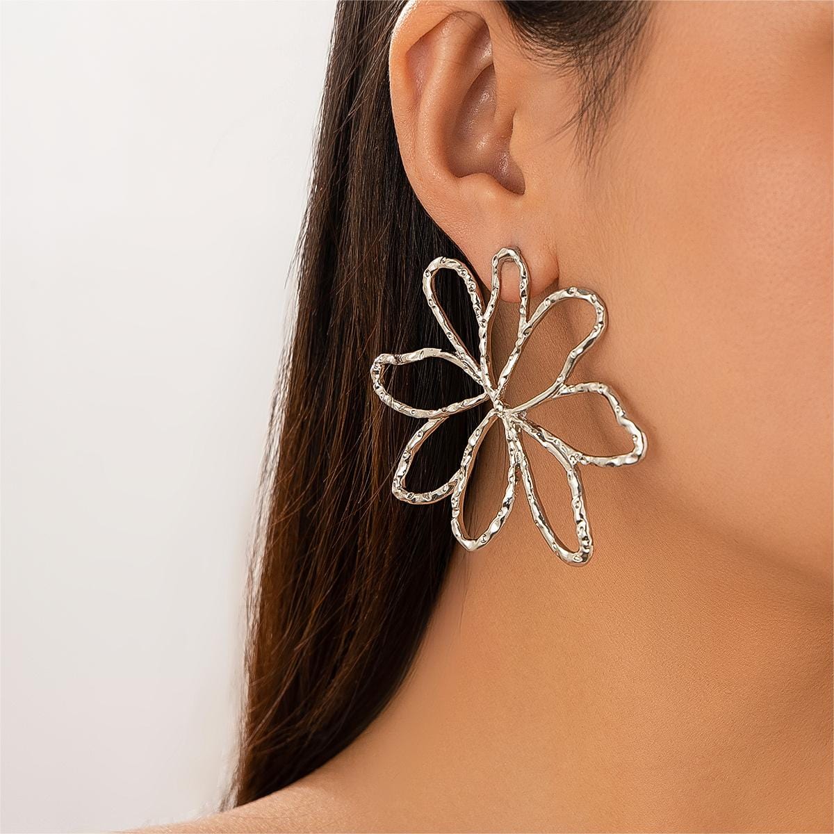 Geometric Abstract Hollow Flower Earrings