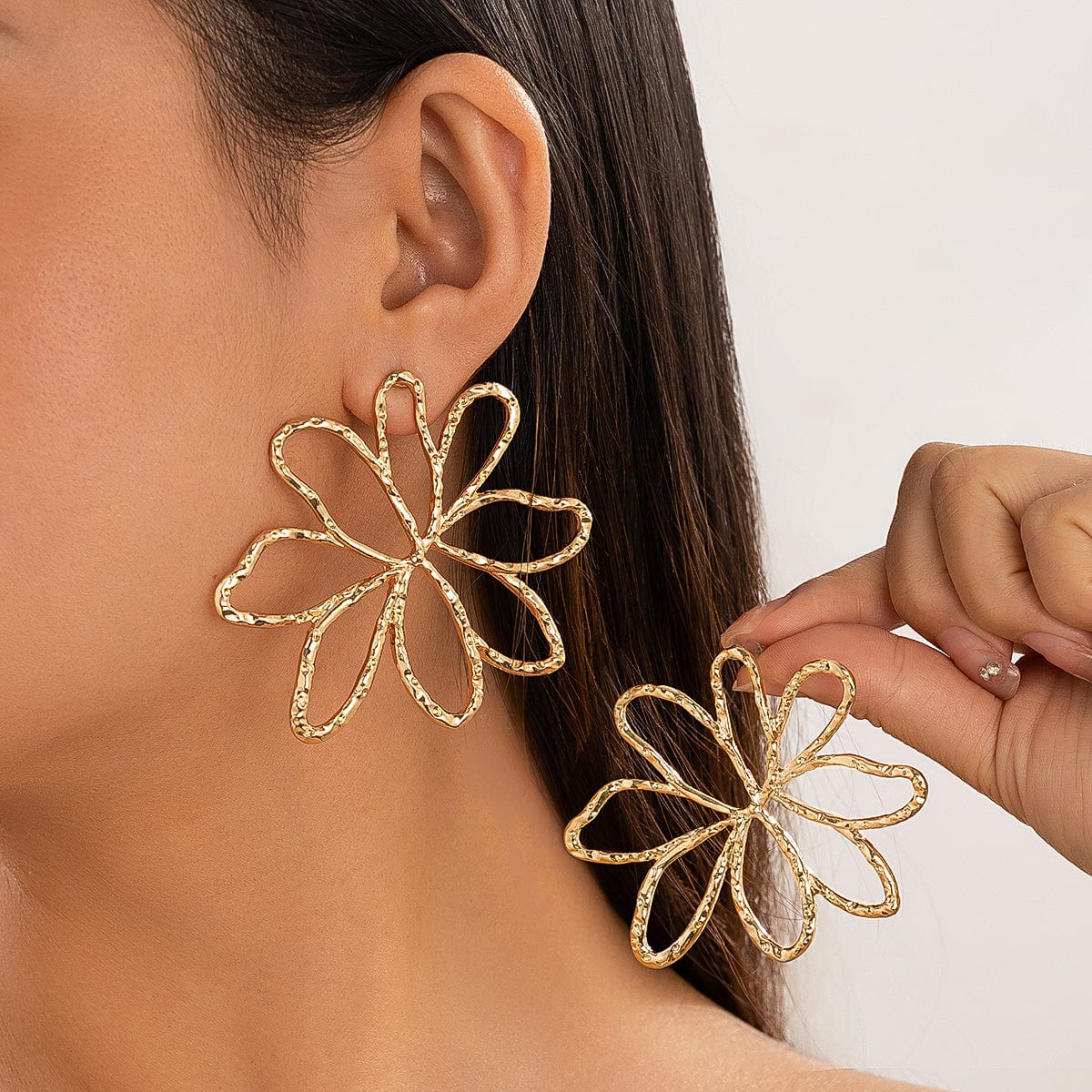 Geometric Abstract Hollow Flower Earrings