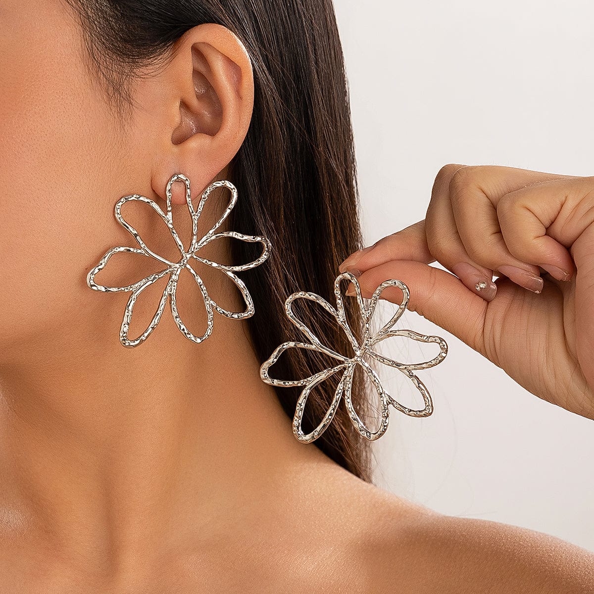 Geometric Abstract Hollow Flower Earrings