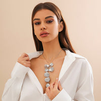 Thumbnail for Geometric Abstract Leaf Pendant Y Necklace - ArtGalleryZen