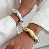 Thumbnail for Geometric Abstract Liquid Flow Glossy Bangle Bracelet - ArtGalleryZen