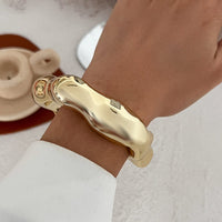 Thumbnail for Geometric Abstract Liquid Flow Glossy Bangle Bracelet - ArtGalleryZen