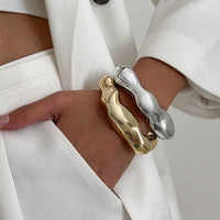 Thumbnail for Geometric Abstract Liquid Flow Glossy Bangle Bracelet - ArtGalleryZen