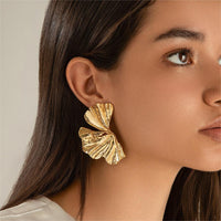 Thumbnail for Geometric Abstract Lotus Leaf Earrings - ArtGalleryZen