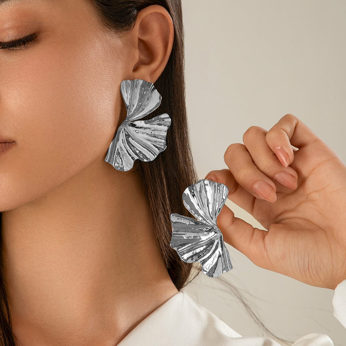 Geometric Abstract Lotus Leaf Earrings - ArtGalleryZen