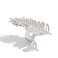 Thumbnail for Geometric Abstract Lotus Leaf Feather Pearl Open Ring Set - ArtGalleryZen