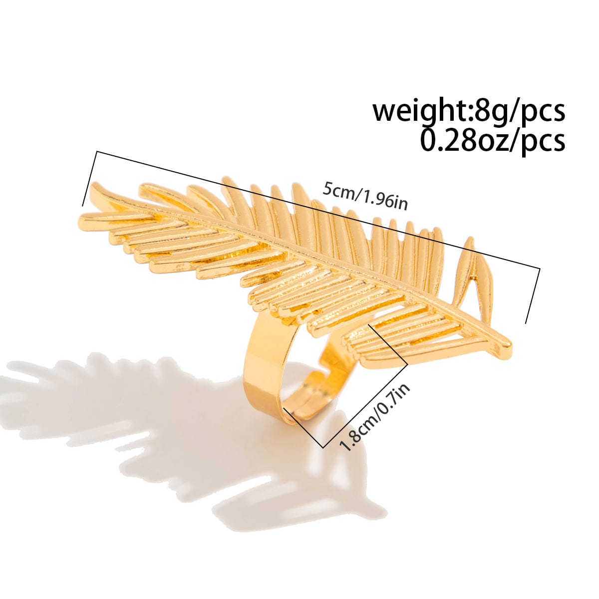 Geometric Abstract Lotus Leaf Feather Pearl Open Ring Set - ArtGalleryZen