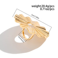 Thumbnail for Geometric Abstract Lotus Leaf Feather Pearl Open Ring Set - ArtGalleryZen