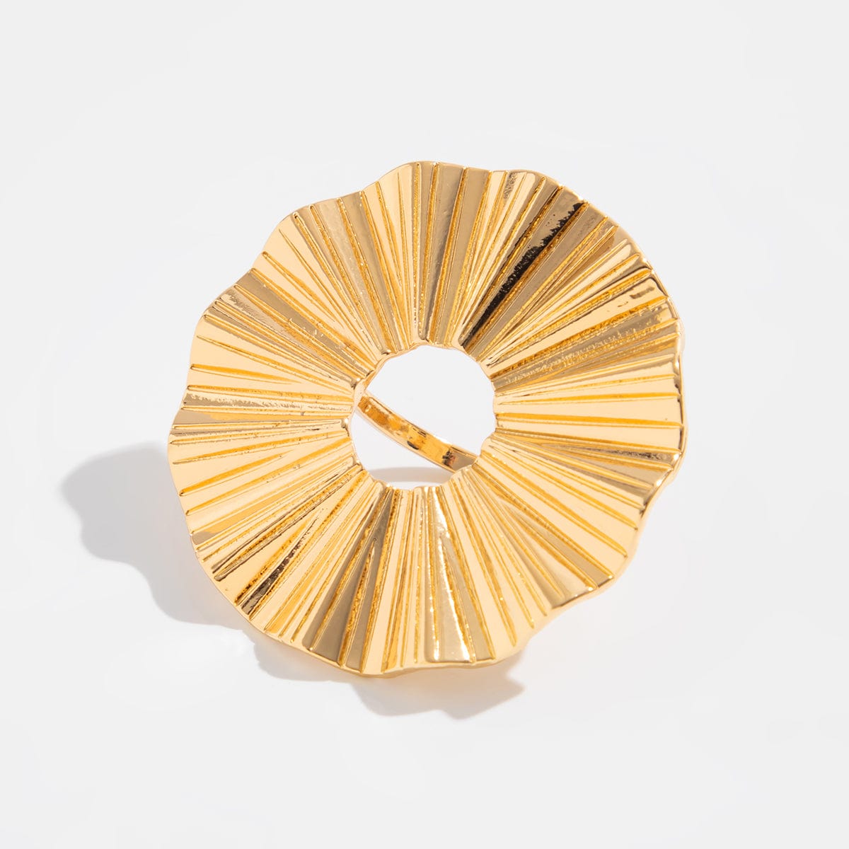 Geometric Abstract Lotus Leaf Feather Pearl Open Ring Set - ArtGalleryZen