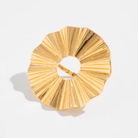 Thumbnail for Geometric Abstract Lotus Leaf Feather Pearl Open Ring Set - ArtGalleryZen