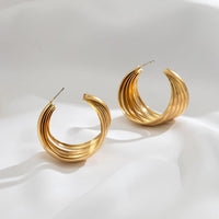 Thumbnail for Geometric Abstract Pattern Hoop Earrings - ArtGalleryZen