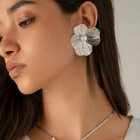 Thumbnail for Geometric Abstract Pearl Floral Pattern Earrings - ArtGalleryZen