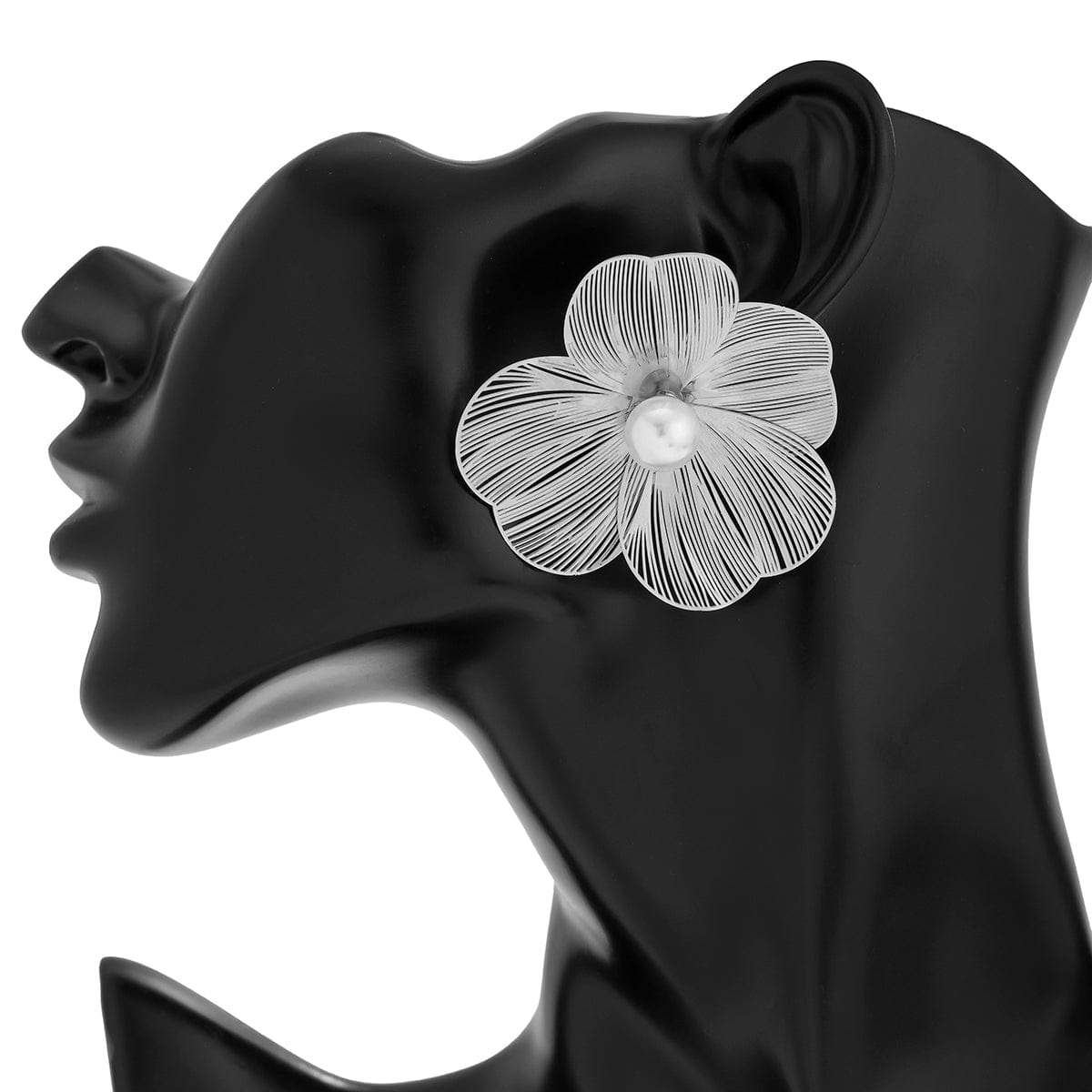 Geometric Abstract Pearl Floral Pattern Earrings - ArtGalleryZen