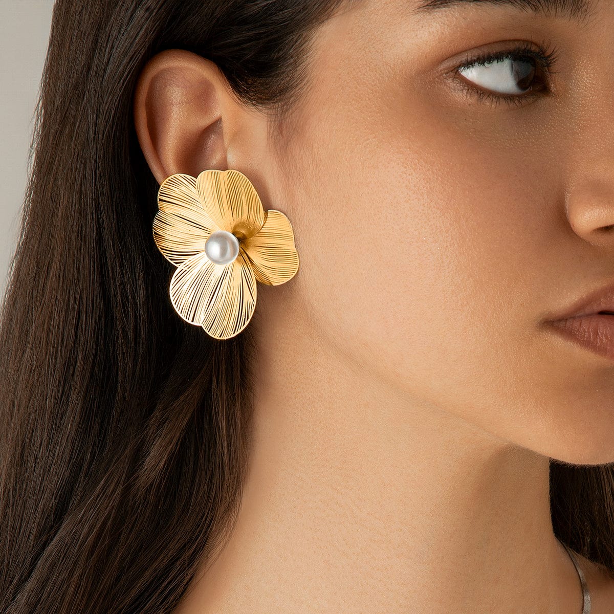 Geometric Abstract Pearl Floral Pattern Earrings - ArtGalleryZen