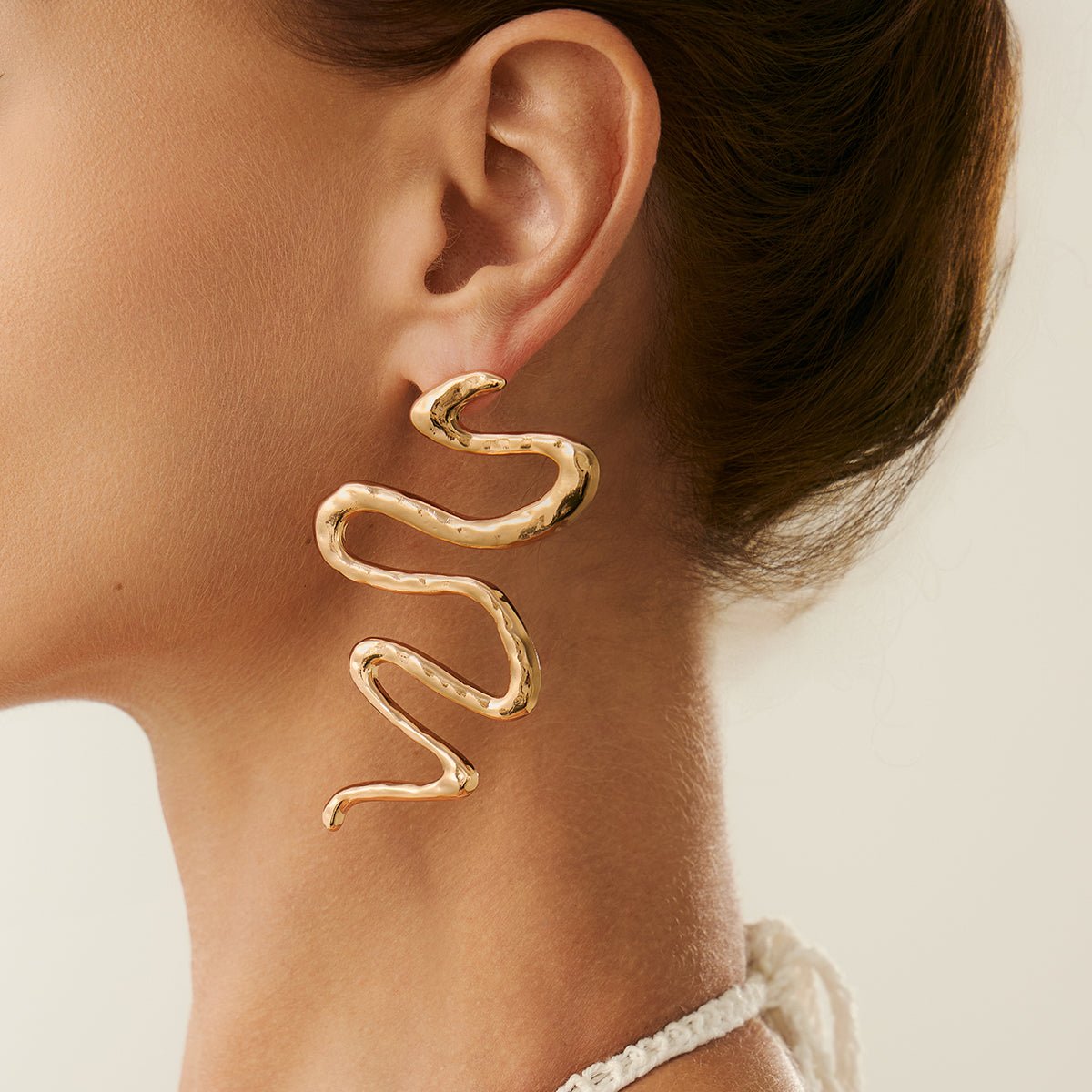 Geometric Abstract Snake Earrings - ArtGalleryZen